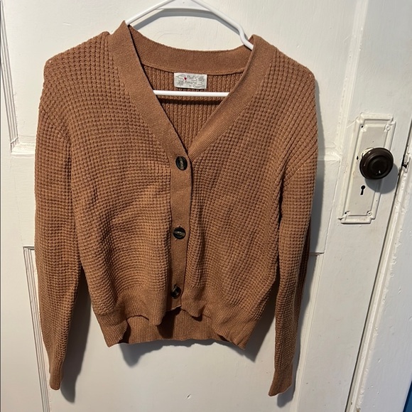 Women's Brown Button-Up Cardigan Sweater - Picture 1 of 2